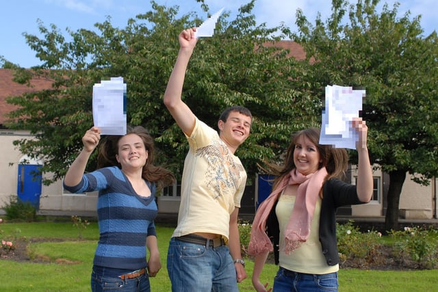 Joyous scenes for these Whitburn Comprehensive School students in 2008.
