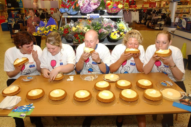 Custard pies galore in this charity pie eating event at Tesco in Hartlepool. Were you pictured taking part 18 years ago?