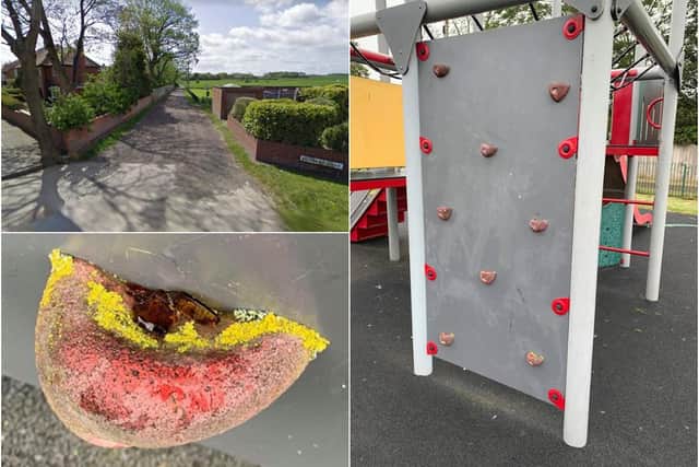 Broken glass was found on the climbing wall in Mundles Lane play area, East Boldon.