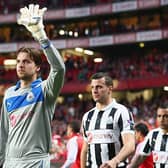 Tim Krul and Steven Taylor take to the field the last time Newcastle United played Benfica at the Estadio da Luz.