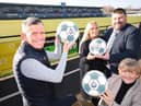 L-R Carl Mowett, Operations Director of South Shields Football Club, Mandy Morris, Principal of Tyne Coast College,Simon Ashton, Principal of South Shields Marine School and Cllr Tracey Dixon, leader of South Tynside Council celebrate the launch of the 2023 Best Of South Tynside Awards at South Shields Football Club.