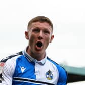 Elliot Anderson of Bristol Rovers celebrates their sides seventh goal during the Sky Bet League Two match between Bristol Rovers and Scunthorpe United at Memorial Stadium on May 07, 2022 in Bristol, England. (Photo by Harry Trump/Getty Images)