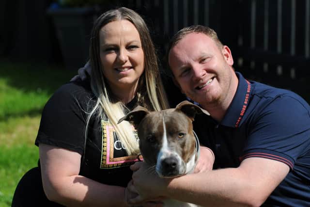 Top Pet winner Pablo with owners Kayleigh Ford and Lee Brown.
