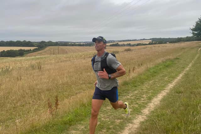 Paul Minter who had had to cancel his 5,800 mile charity run because of the pandemic.