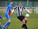 Wearside League football between Boldon CA FC (black white) and Hebburn Town Reserves, played at Boldon CA Sports Ground.