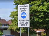 South Tyneside Council say: "The Edinburgh Road bus gate is clearly signed and complies with the requisite Department for Transport regulations." Google maps.