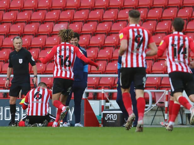 Max Power celebrates his goal.