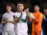 Kieran Trippier of Newcastle United applauds the fans after the Emirates FA Cup Third Round match between Sheffield Wednesday and Newcastle United at Hillsborough on January 07, 2023 in Sheffield, England. (Photo by Laurence Griffiths/Getty Images)