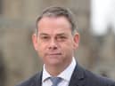 Nigel Adams, MP for Selby and Ainsty pictured outside Selby Abbey.  
