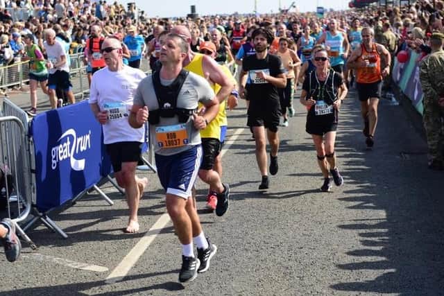 A round of applause for the runners as they enter the final stages of the Great North Run in South Shields. Well done everyone!