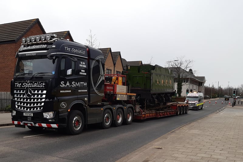 Green Arrow's tender arrived at Doncaster Museum on another lorry. Here it is on College Road.