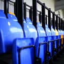 WIMBLEDON, ENGLAND - APRIL 05: A detailed view of safe standing seats inside the stadium prior to the Sky Bet League One match between AFC Wimbledon and Fleetwood Town at Plough Lane on April 05, 2021 in Wimbledon, England. Sporting stadiums around the UK remain under strict restrictions due to the Coronavirus Pandemic as Government social distancing laws prohibit fans inside venues resulting in games being played behind closed doors.  (Photo by James Chance/Getty Images)