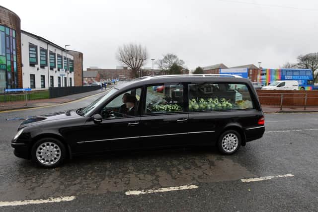 Funeral cortege of dedicated nurse Margaret Wood passes South Tyneside District Hospital.