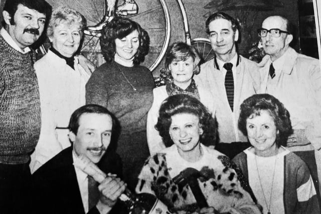 Coronation Street legend Pat Phoenix - who played Elsie Tanner - was at the Penny Farthing pub in Kirkcaldy to crack open a charity bottle.
Also pictured are Tony Marvin, manager, and Anne and Joe Malone, proprietor.
