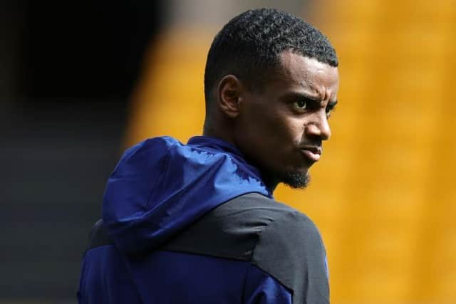 Alexander Isak of Newcastle United looks on prior to the Premier League match between Wolverhampton Wanderers and Newcastle United at Molineux on August 28, 2022 in Wolverhampton, England. (Photo by David Rogers/Getty Images)