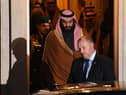 Saudi Crown Prince Mohammed bin Salman leaves number 10 Downing Street after a meeting with British Prime Minister Theresa May on March 7, 2018 in London, England.