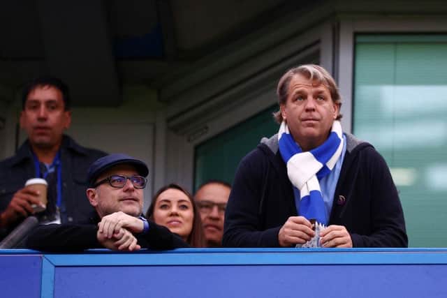 Todd Boehly, Chelsea owner looks on prior to the Premier League match between Chelsea FC and Manchester United at Stamford Bridge on October 22, 2022 in London, England. (Photo by Clive Rose/Getty Images)