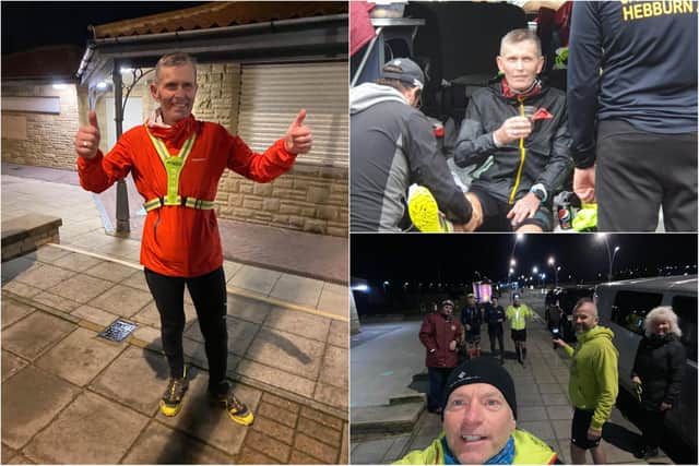 Carl being supported by the community during the run