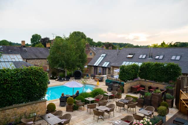 The showstopping Mediterranean terrace and outdoor heated pool.
