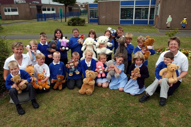 Fun at Fellgate Primary School where pupils and staff held a Bear Day to celebrate Paddington Bear's 50th birthday in 2003.