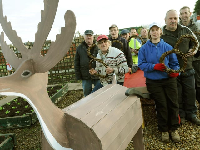 Oasis Allotment Project members were preparing for their Winter Wonderland event when this photo was taken in 2014.