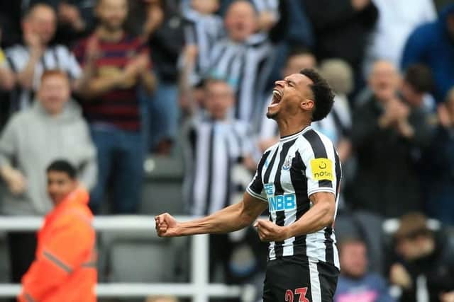 Newcastle United's Jacob Murphy celebrates scoring the team's third goal.