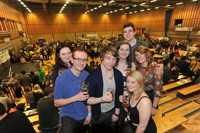 25th Wigan Beer Festival at Robin Park Indoor Sports Centre:  Beer Festival goers soak up the atmosphere