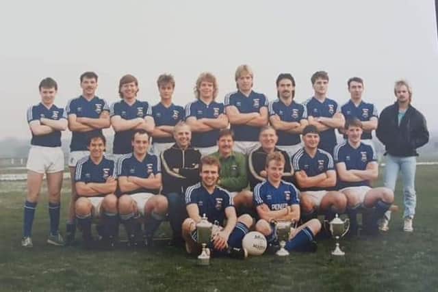 Mr Hobson (centre, right - middle row) with players for Brinkburn CA.