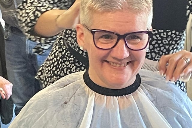 Sarah Parkin, Home Administrator at HC-One’s Stoneleigh Care Home after having her hair shaved off