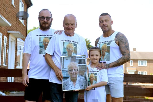 Massingham family Great North Run fundraiser in memory of mother and nana, Meg Massingham.  Meg's husband Bernie with the three runners.
, granddaughter Miya, 8 and son Alfy.