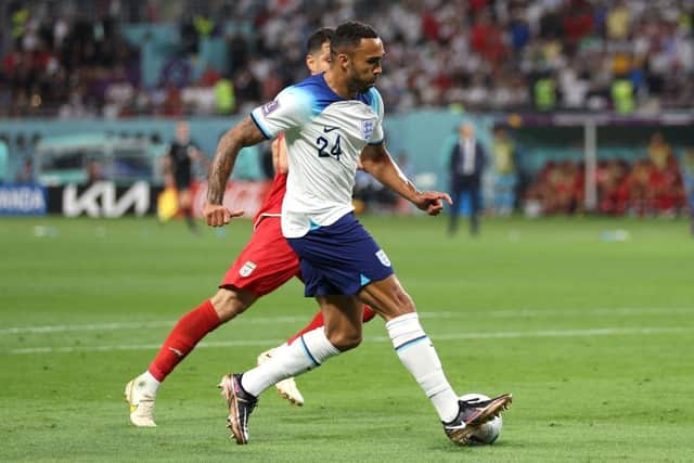 Callum Wilson of England controls the ball during the FIFA World Cup Qatar 2022 Group B match between England and IR Iran at Khalifa International Stadium on November 21, 2022 in Doha, Qatar. (Photo by Richard Heathcote/Getty Images)