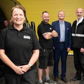 New general manager at Laminform, Julie Pickett, with Gary Robinson, Rob Sanderson, and Jim Brindle.