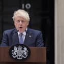 Prime Minister Boris Johnson reads a statement outside 10 Downing Street, London, formally resigning as Conservative Party leader after ministers and MPs made clear his position was untenable. He will remain as Prime Minister until a successor is in place. Picture date: Thursday July 7, 2022.