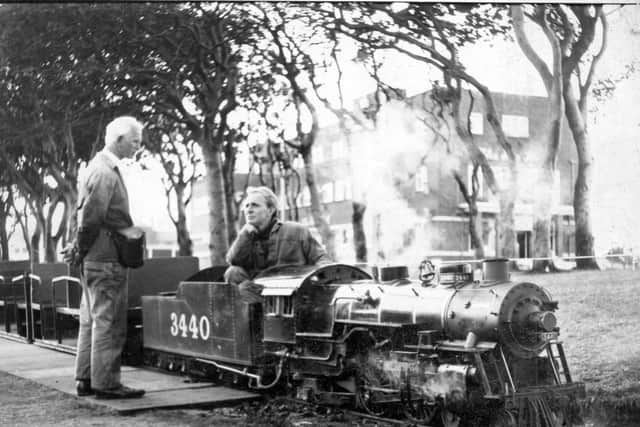 Two of the Lakeshore Railroad's three founding fathers, Jack Wakefield and Don Proudlock, in 1972.