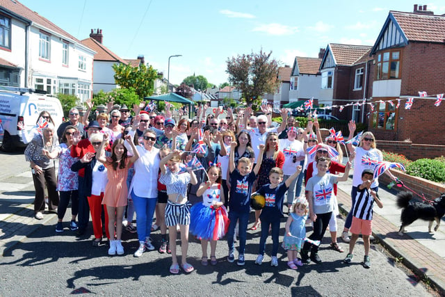 A big cheer at the Harton Grove Jubilee street party.