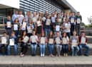 Harton Technology College celebrate their A-level results in 2014.