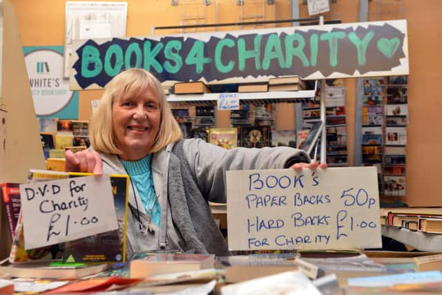 LG Fashions charity champ Lilian Griffiths at her Jackie White's Market charity stall.