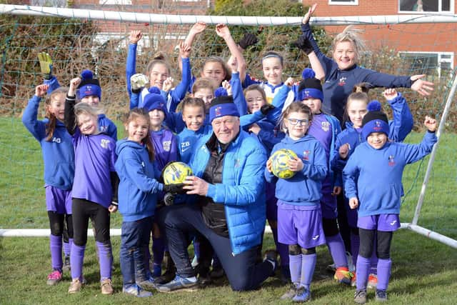 Boldon Girls FC with coach Paul Smith