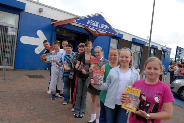 These children were queuing up to get the latest Harry Potter edition to arrive at the library in 2007.