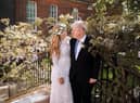 Downing Street photo of Prime Minister Boris Johnson and Carrie Johnson in the garden of 10 Downing Street after their wedding on Saturday. Picture: Rebecca Fulton/Downing Street/PA Wire.