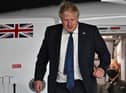 Prime Minister Boris Johnson pictured at Indira Gandhi International Airport in New Delhi. Picture: Ben Stansall - WPA Pool/Getty Images.