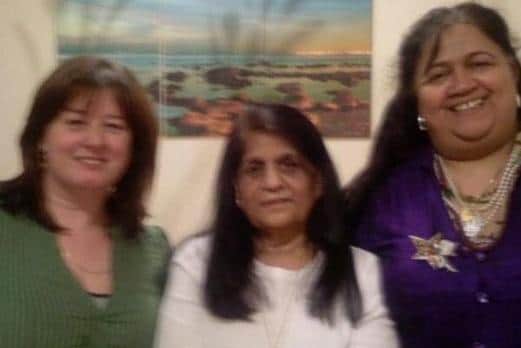 Vimla Storey (middle) with her niece Shiela Hussain (left) who she set up Apna Ghar with in 1987.