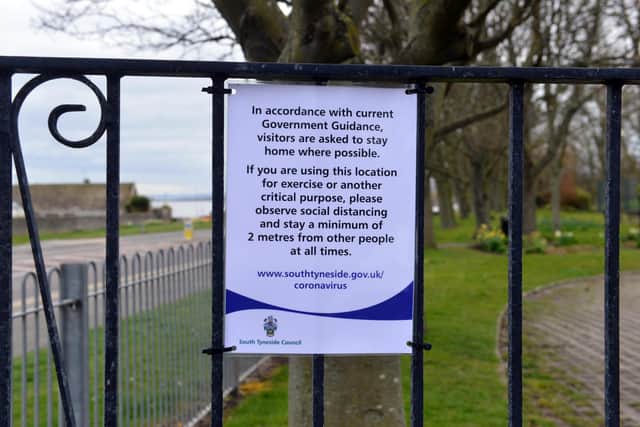 A notice from South Tyneside Council on display at Whitburn's Cornthwaite Park.