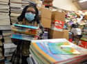 Book Aid For Africa founder Elewechi Okike preparing for the books to head out to Nigeria.