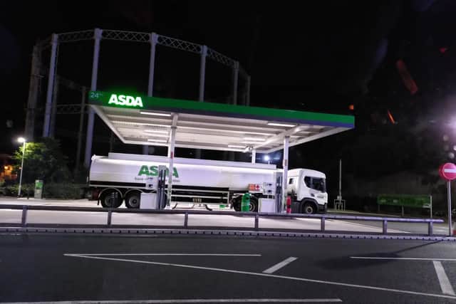 A tanker was spotted refuelling the forecast at Asda in South Shields on Sunday evening.