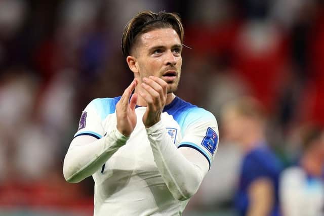 Jack Grealish applauds fans after England's win over Wales.