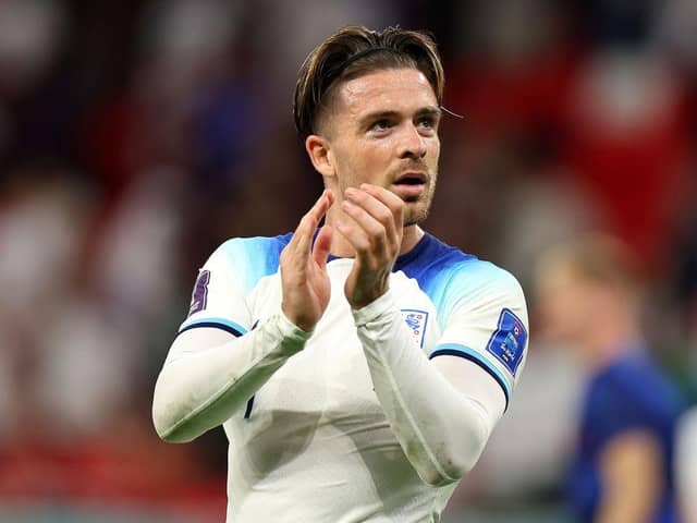 Jack Grealish applauds fans after England's win over Wales.