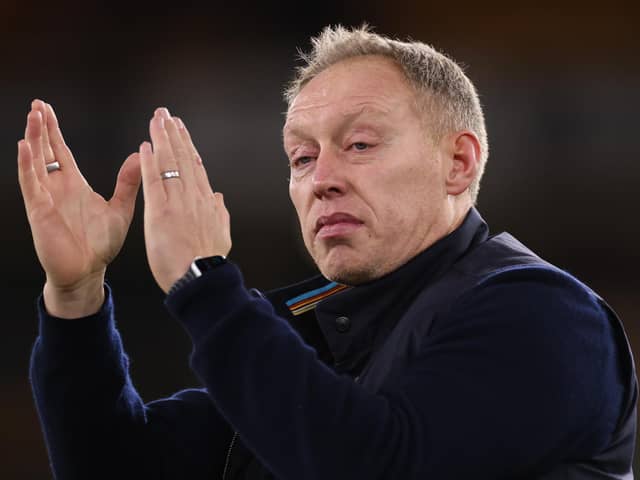 Steve Cooper, Manager of Nottingham Forest acknowledges the fans after the Premier League match between Wolverhampton Wanderers and Nottingham Forest at Molineux on December 09, 2023 in Wolverhampton, England. (Photo by Marc Atkins/Getty Images)