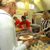 Janet Orrick was pictured serving up healthy meals at Lord Blyton School in 2005.