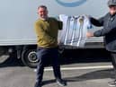 Neil Henry, director at HLA Services, left,  with Kevin Oliver, chairman at Boldon CA football club.